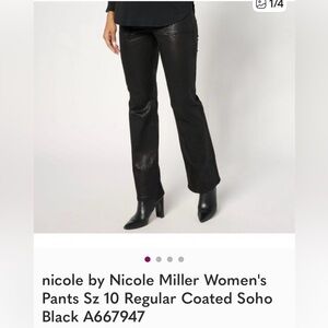 Nicole by Nicole Miller Black Boot-Cut Coated SoHo Jeans